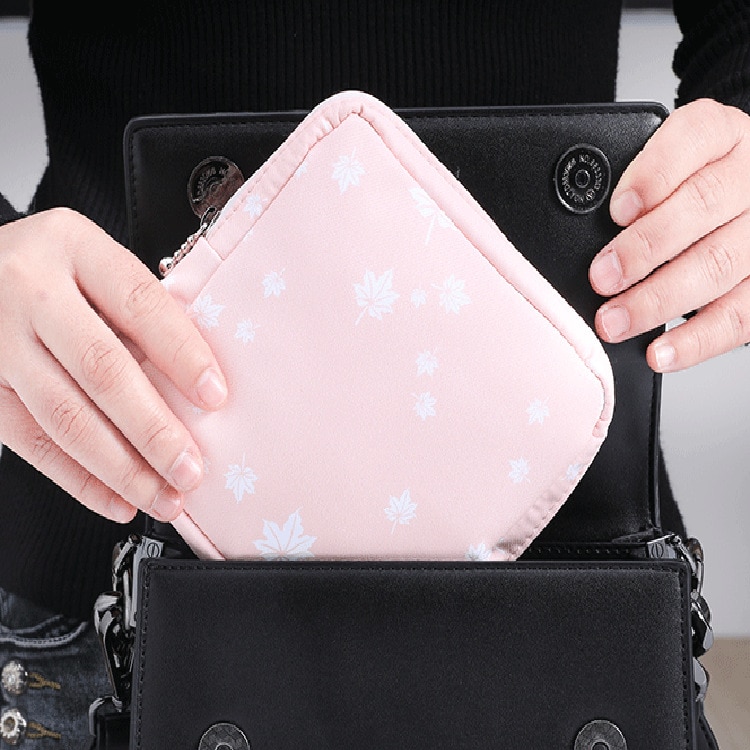 Pige hygiejnepude taske serviet håndklæde opbevaringstaske kreditkortholder møntpung kosmetik arrangør hovedtelefon etui