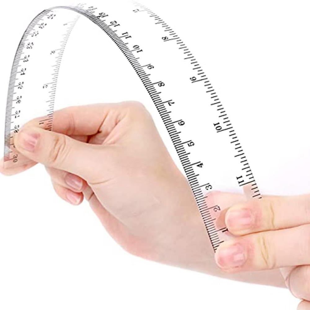 NewTransparent Organic Plastic Ruler 30cm Long Ruler Stationery Drawing Supplies Transparent Simple Ruler Square Ruler