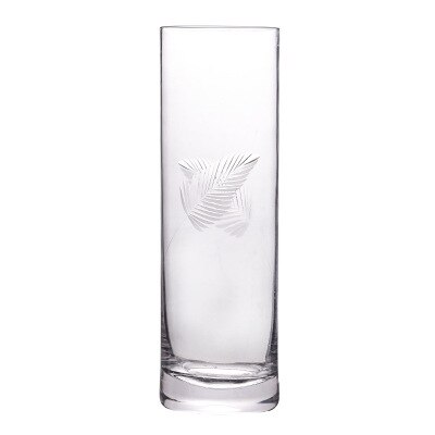 350ml 11oz Clear Long Tall Skinny Engraved Collins Drinking Glass Tumbler Cup: Feather