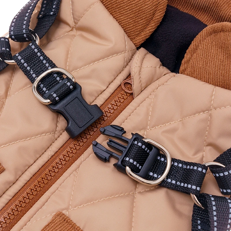 Wasserdichte warme Hundejacke mit Geschirr, Winter-Hundekleidung, französischer Bulldoggenmantel, Chihuahua-Haustierkostüm für kleine und mittelgroße Hunde
