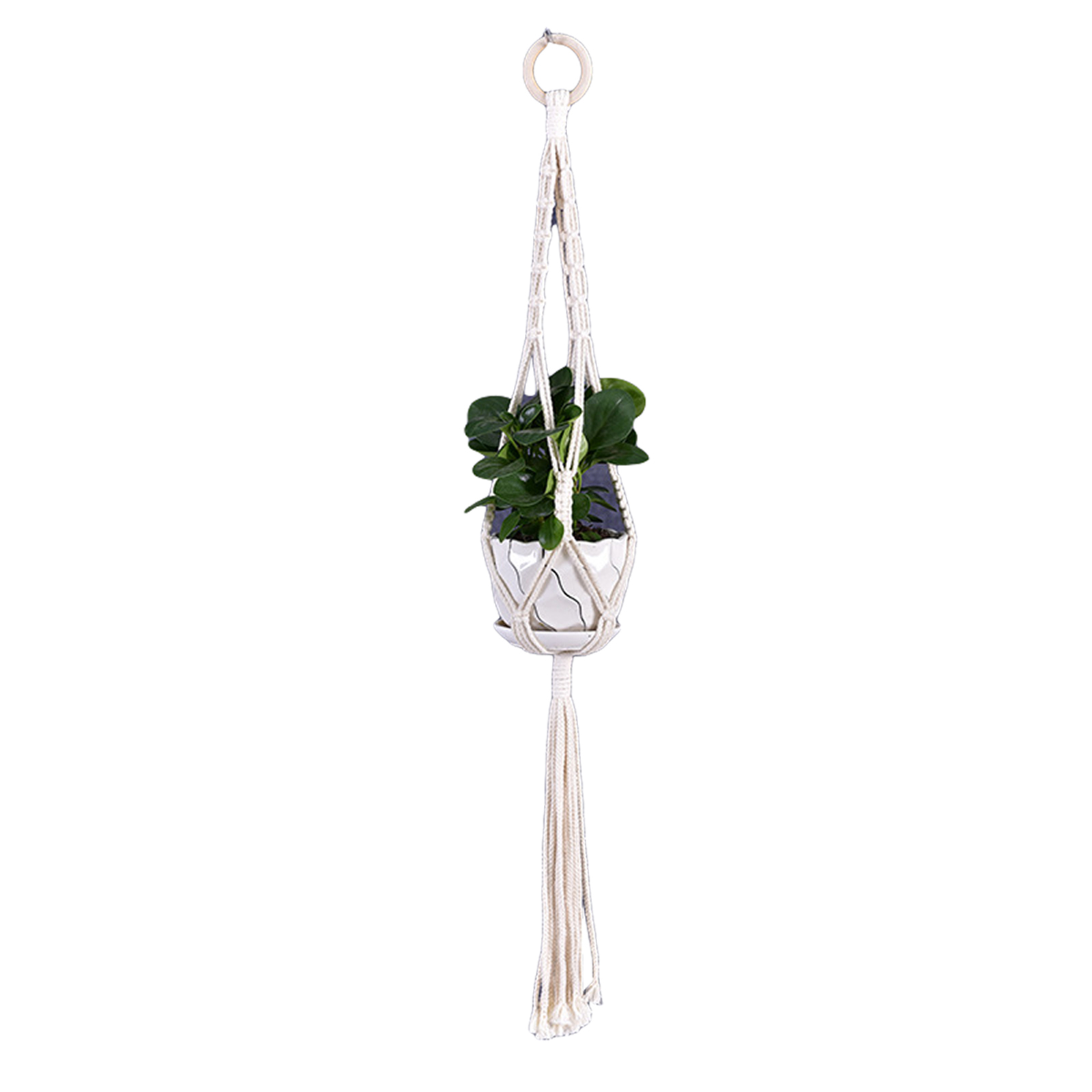 Hand-woven Macrame Cotton Rope Flower Pot Hanging Basket Net Bag Knotted Rope Flowerpot Plant Holder Home Garden Decor: D
