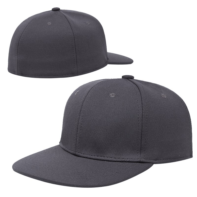 Mode Platte Rand Hoed Hip Hop Cap Volledig Afgesloten Baseball Cap Grote Hoofdomtrek Snapback: GRAY