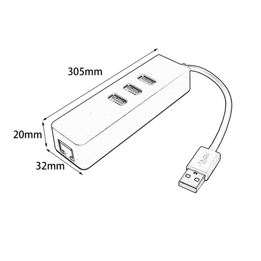 USB 3.0 Hub Gigabit Ethernet Lan RJ45 Network Adapter Hub with 3 Ports USB to RJ45 External Network Cable Splitter for Mac PC