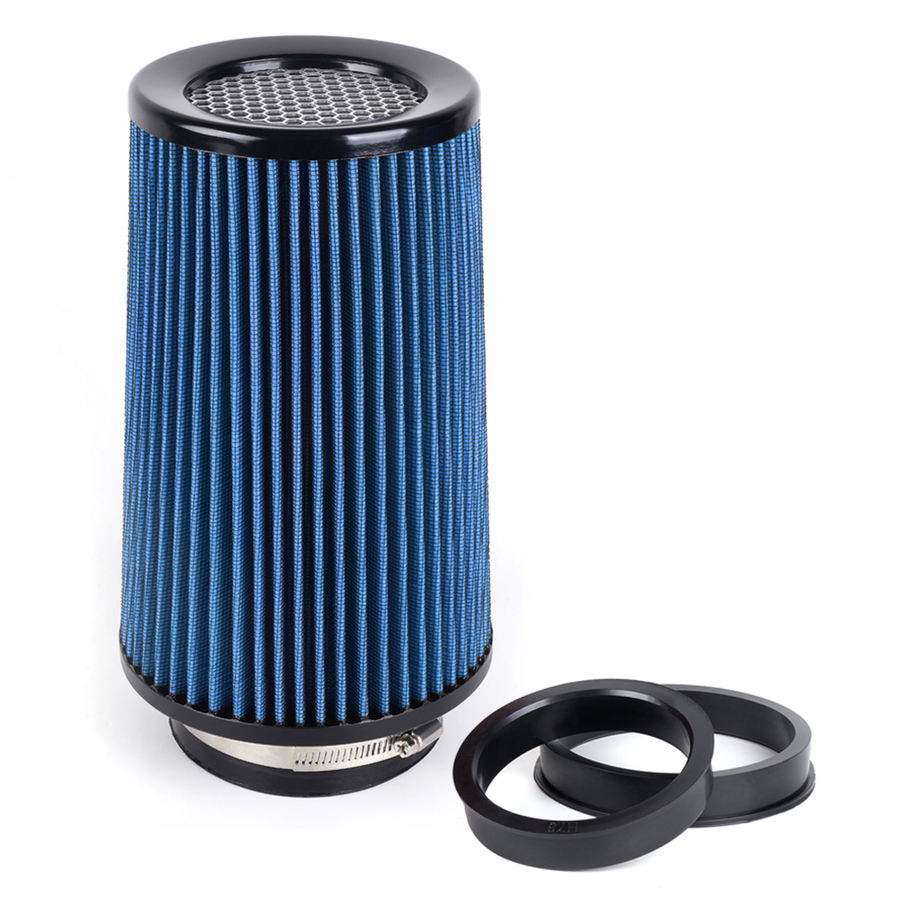 76mm 89mm 102mm 3" 3.5" 4" Universal High Flow Cold Air Intake Air Filter 10.6" Tall Washable Air Filters With Adapters OFI141: Blue