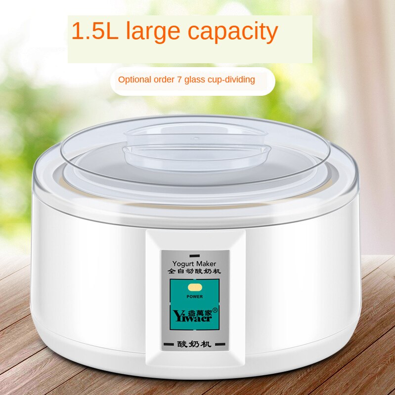 1.5l automatisk yoghurtmaskine med 7 dåser multifunktionel liner i rustfrit stål natto risvin marineret yoghurtmaskine