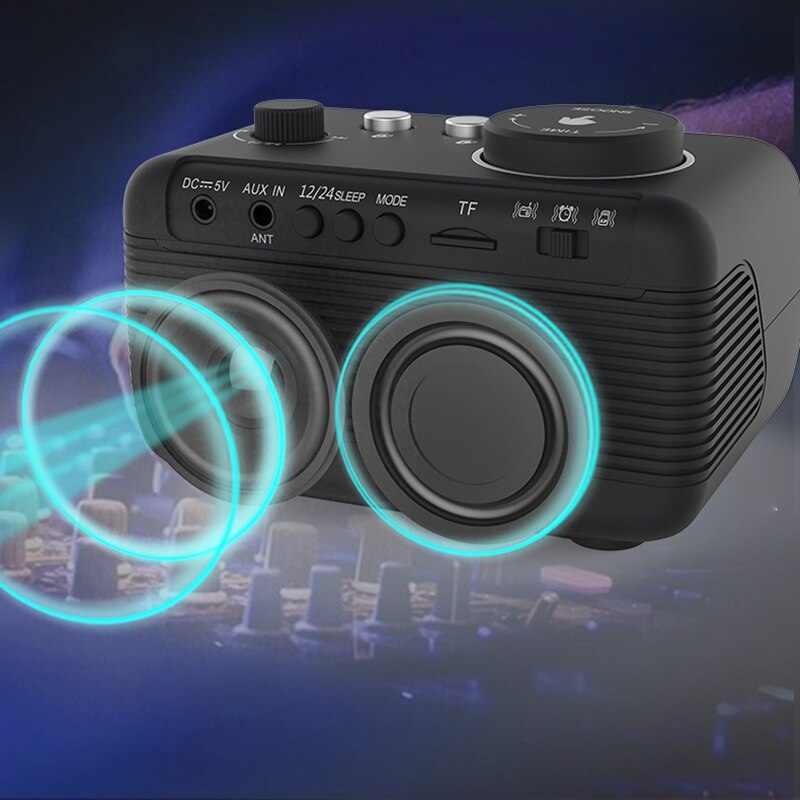 Digital väckarklocka bluetooth högtalare fm radio temperatur snooze ljusstyrka dimmer för sovrum sömn timer bluetooth klocka