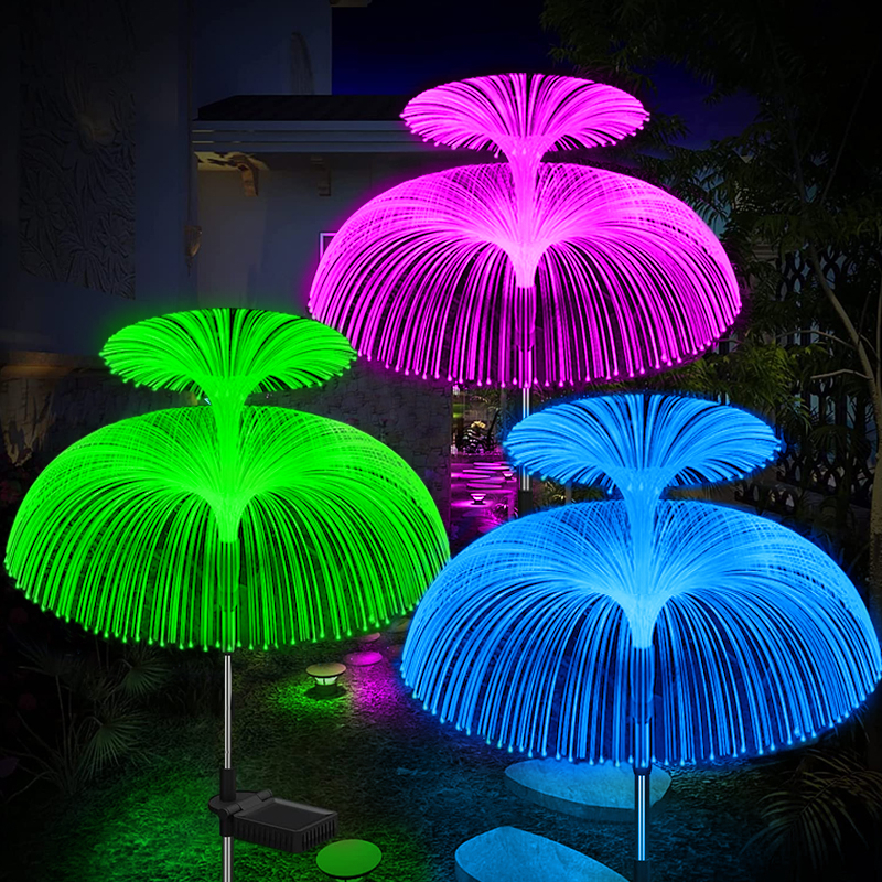 Luces solares para camino de jardín al aire libre, decoración de medusas, luces de césped, energía Solar, impermeable, pasarela, Patio, decoración, flores, lámpara: Azul / 0-5 W