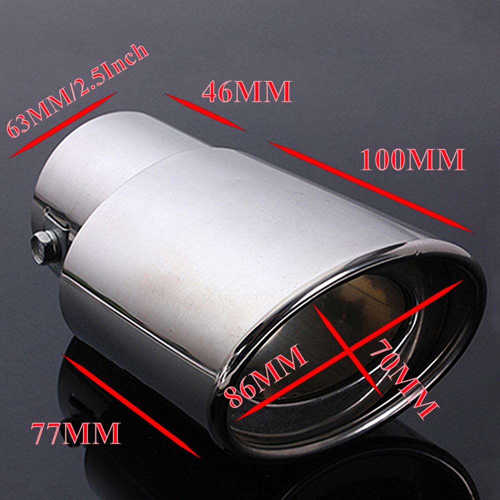 63mm Auto Achter Ronde Uitlaatpijp Staart Uitlaat Tip voor 1.5-2.2 Uitlaat Volume Staart Keel Rvs auto Uitlaat Tip