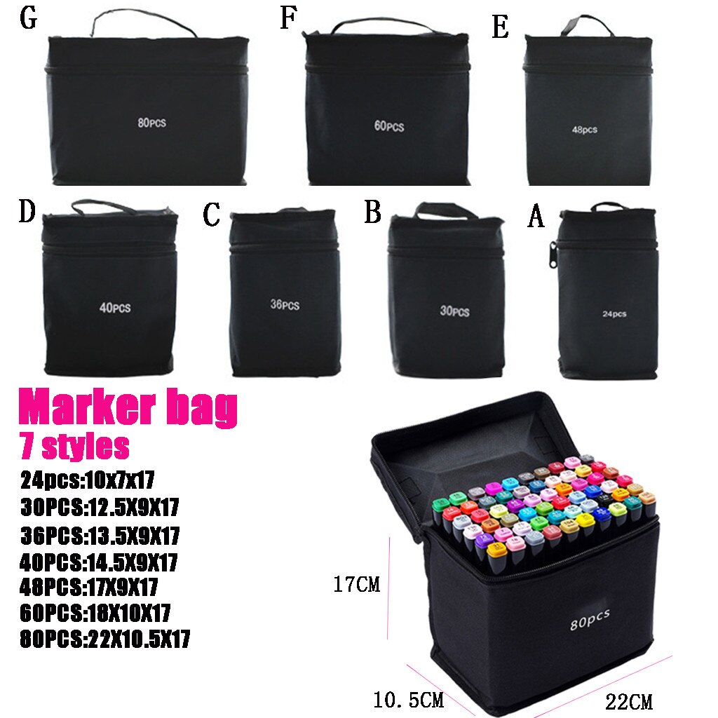 Hoge Capaciteit Canvas Draw Mark Etui Opbergtas 24/30/36/40/48/60/80 pcs Marker Opbergtas Schoolbenodigdheden