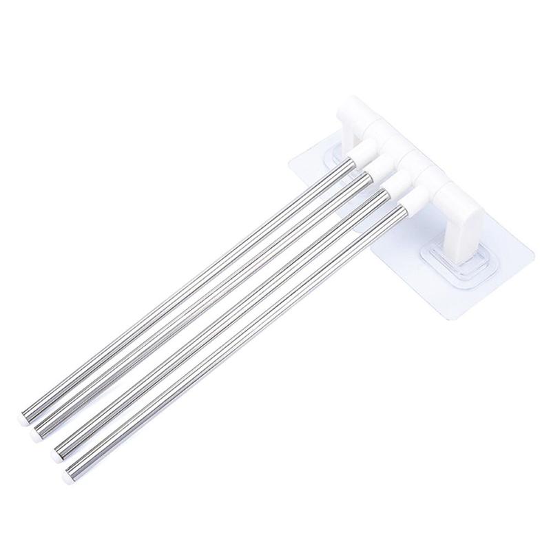 Badkamer Planken Handdoekenrek Draaibare Handdoek Houder Ruimte Aluminium 4 Bar Handdoek Hanger Plank Papier Opknoping Muur Gemonteerd