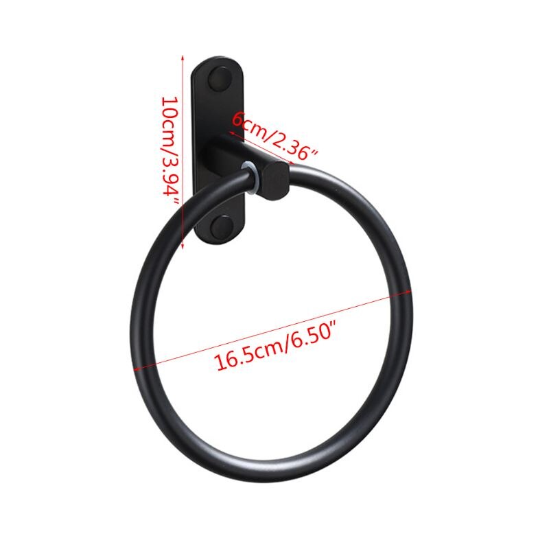 Sort plass aluminium håndkleholder rundt håndkle ring veggmontert håndklehylle for hjemmet baderomsutstyr