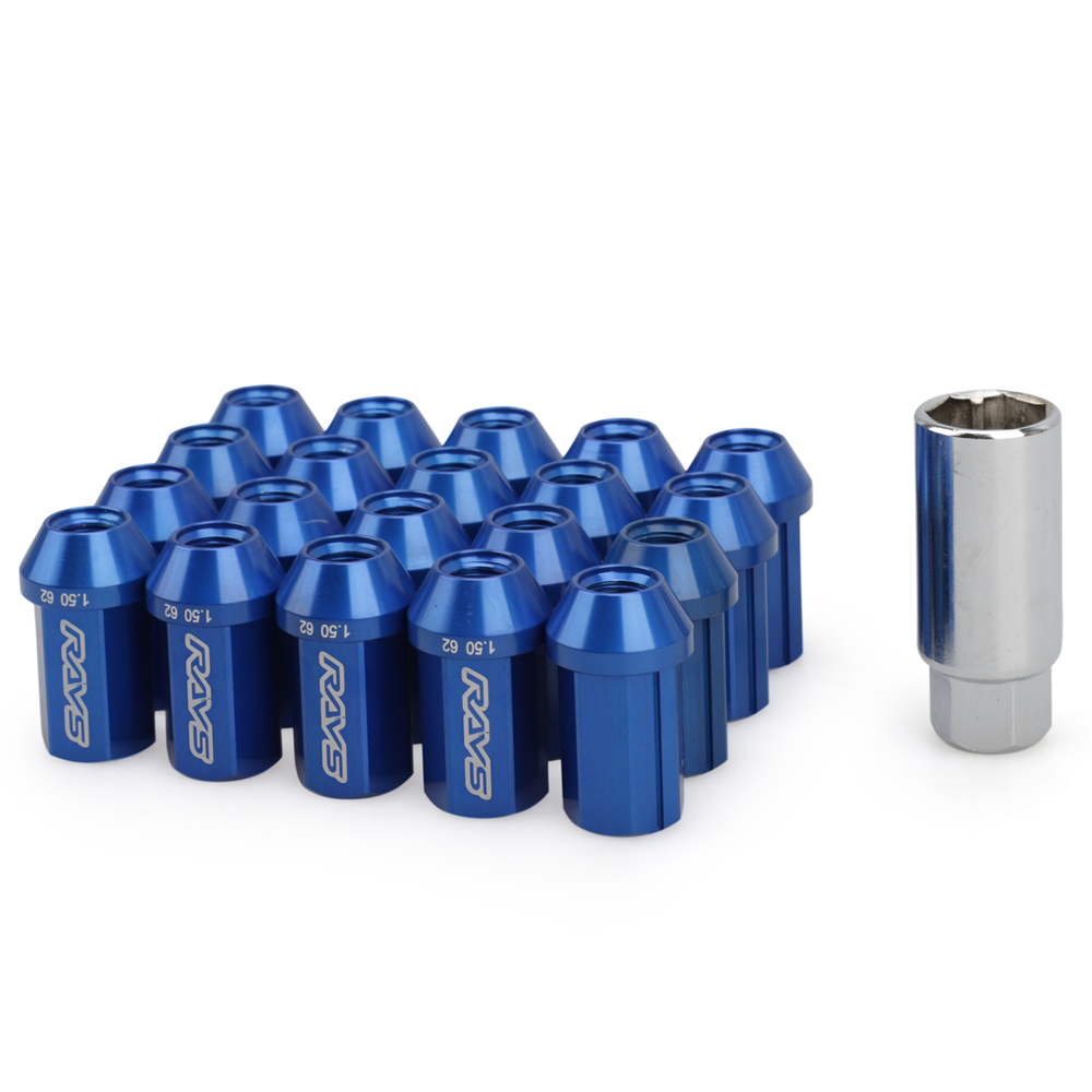 20 Teile/satz Strahlen Auto Rad Rennen Radmuttern Nabe Schraube M12 * 1,5/1,25 Schutz Gegen Diebstahl Rad Kappen außen TeileJdm Zubehör: M12x1, / Blau