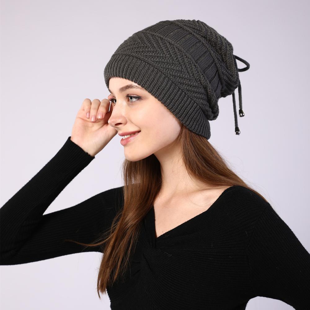 Gorro de punto elástico para mujer, bufanda de redecilla lisa, cálido, para Otoño e Invierno