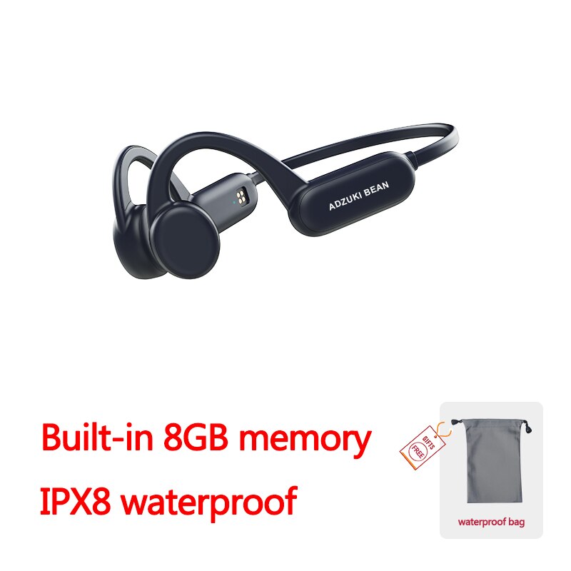 Knochen Leitung Bluetooth Kopfhörer Schwimmen IPX8 Kopfhörer Mit Mic Drahtlose Sport IPX4 Wasserdichte Kopfhörer für Iphone Xiaomi: Schwarz 8g sd ipx8