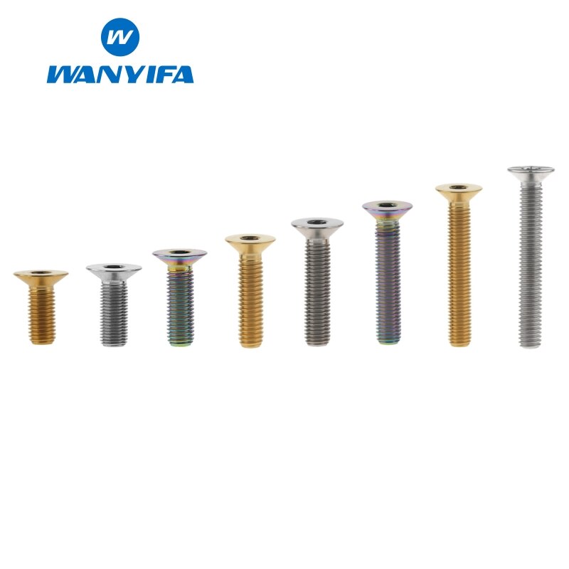Wanyifa titan bolt  m6 x 10 15 25 30 35 40mm ti forsenkede skruer unbrakon flatt hode for sykkel tilbehør