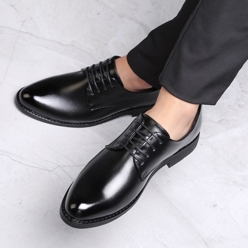 noir cuir chaussures pour hommes bout pointu hommes robe chaussures homme d'affaires chaussures fête mariage chaussures
