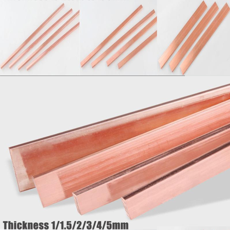 1Pc 1/1.5/2/3/4/5 Mm Dikte Koperen Strip 99% Pure Metal Vel Paars Cu Platte Bar 250mm Lengte Industrie Diy Plaat Voor Cnc