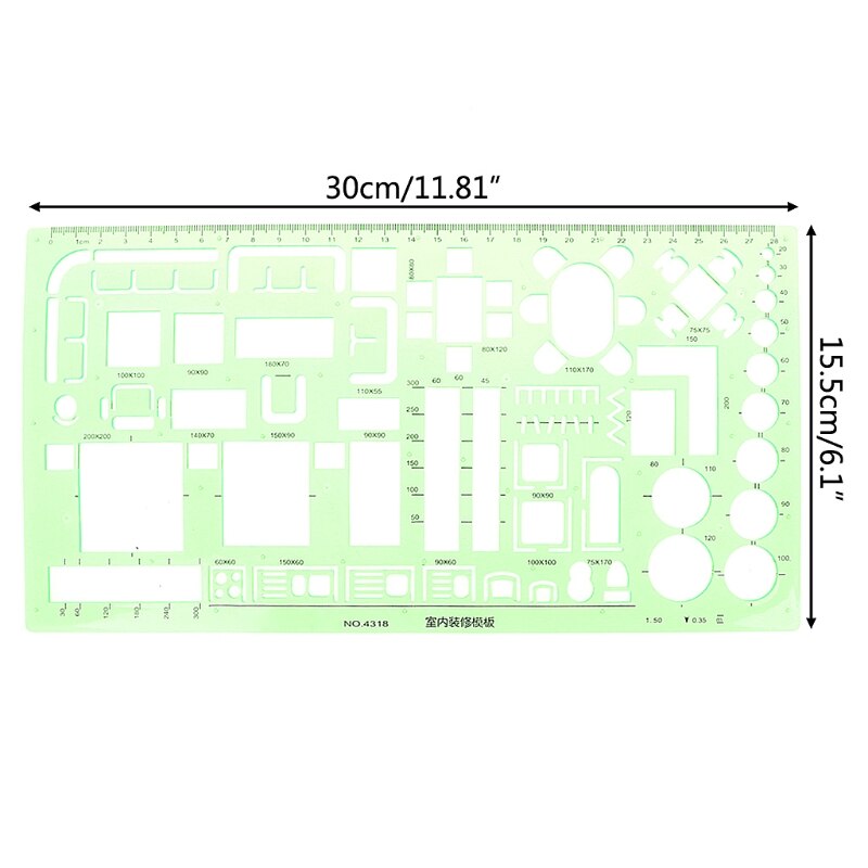 Plastic Circles Square Geometric Template Ruler Stencil Measure Tool Students