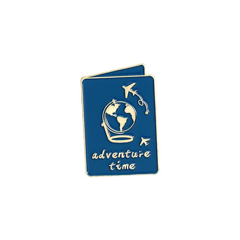 Reisenden Emaille Pins Benutzerdefinierte Karte Globus Passport Brosche Revers Pin Hemd Tasche Abzeichen Welt Abenteuer Tour Schmuck für Freunde: style2