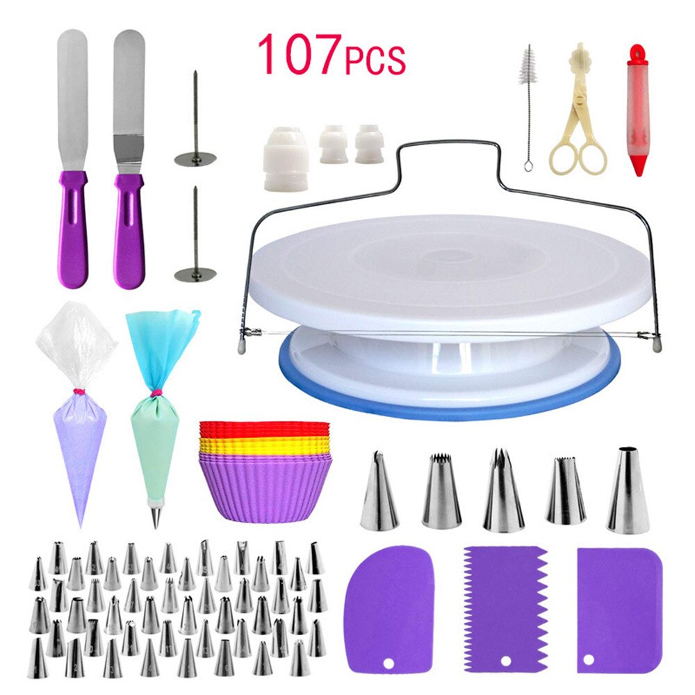 21Pcs Cake Decorating Gereedschap Icing Tips Zoetwaren Tas Draaitafel Pastry Nozzles Converter Bakken Tools Voor Gebak: C2100