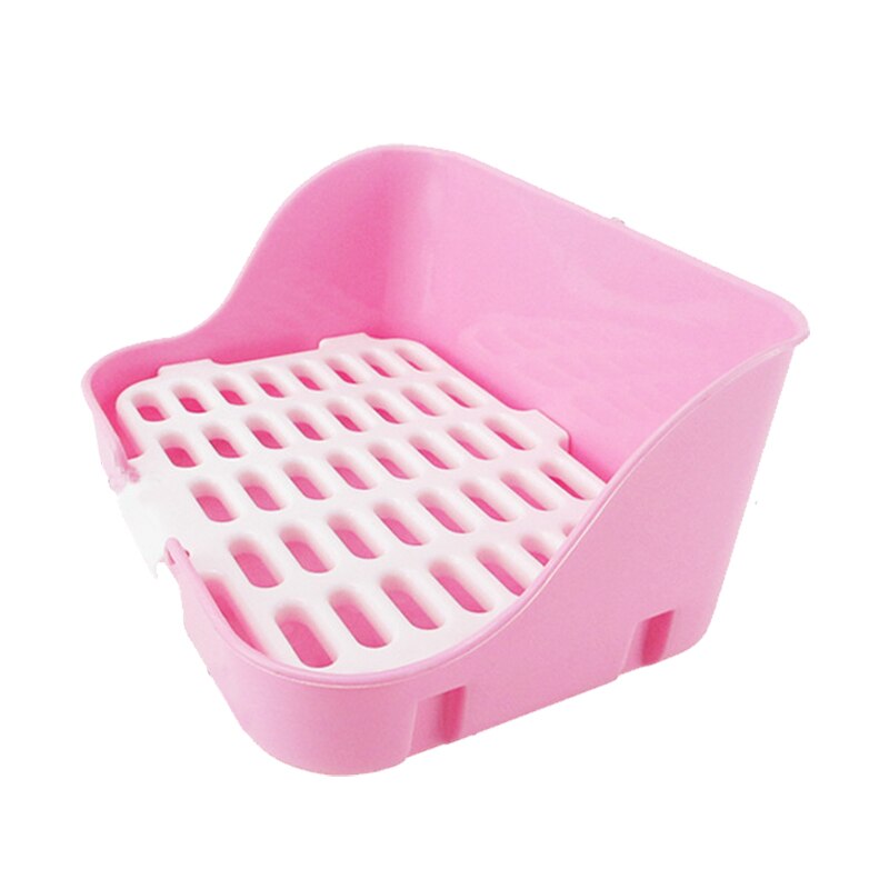 Rabbit Litter Box Cleaner Corner Toilet Hamster Pet Cat Rabbit Square Toilet Urinal Potty Rabbit Poop Pot Indoor Training Tray: Pink
