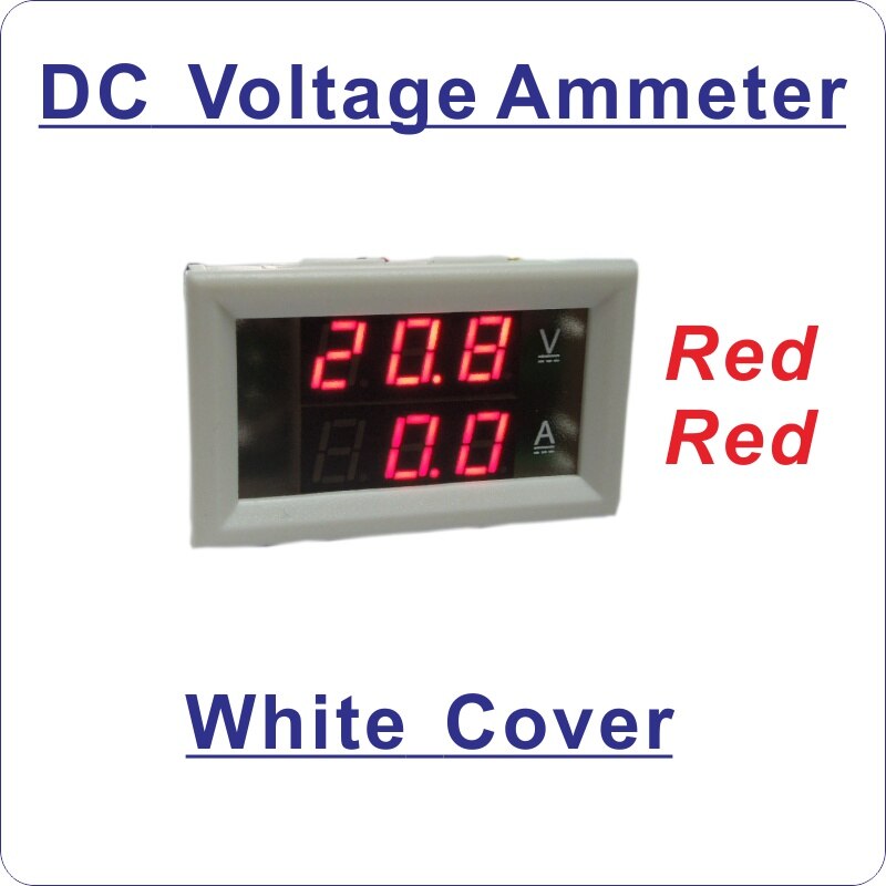 ! voltímetro de CC amperímetro de tres cables de CC, Metro del panel actual LED de 0,28 voltios, amperímetro de CC 3,5-30 V, amperímetro de 0-100A: White (Red-blue)