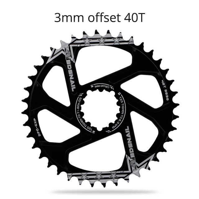 Schnecke 3mm 6mm versetzt Kettenblatt für Sram GXP SX NX GX XO X01 XX1 32/34/36/38T Fahrrad Einziges Krone Mtb überspielen Kurbelgarnitur: 3mm versetzt Schwarz 40T