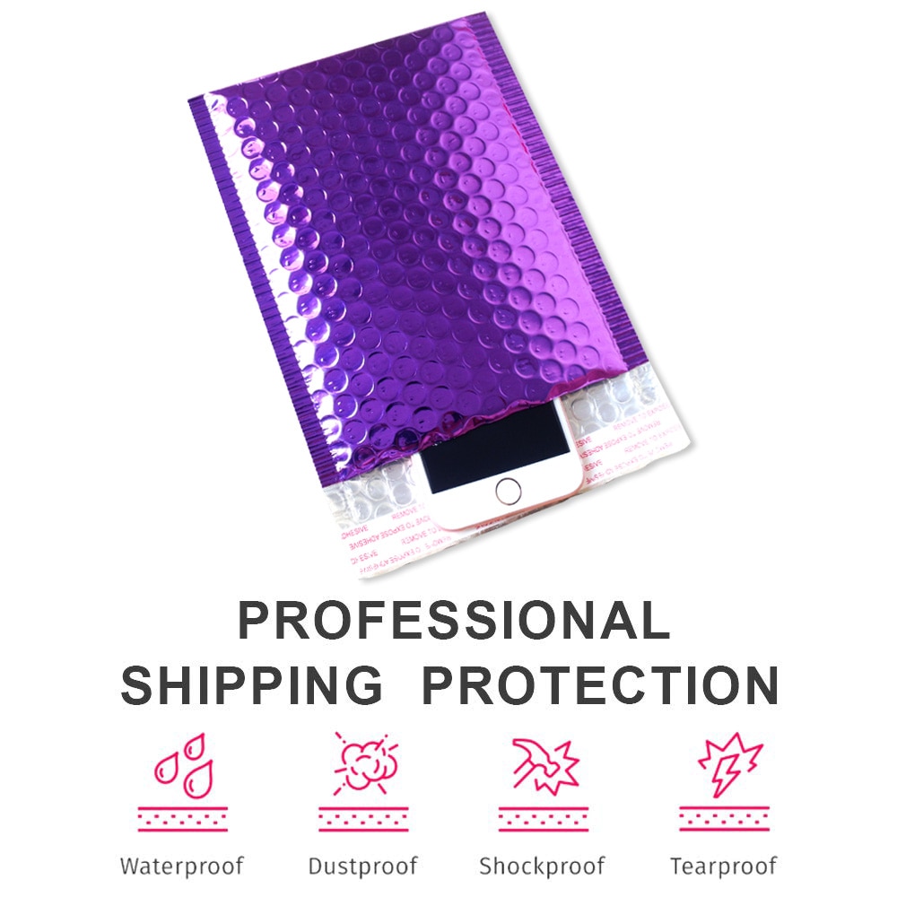Speedy Mailers 10PCS Purple Poly Bubble Mailers Aluminum Foil Bags Padded Envelopes Self Seal Bubble Envelope Mailer