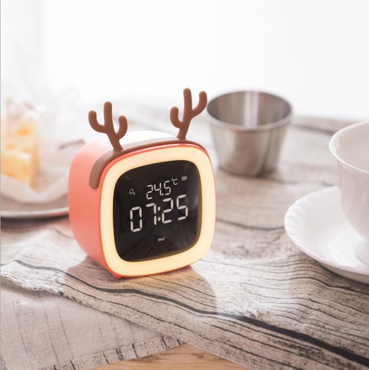 Xiaomi cut pet tv alarm clock student digital digital clock alarm multifunktionelt sengetermometer natlys