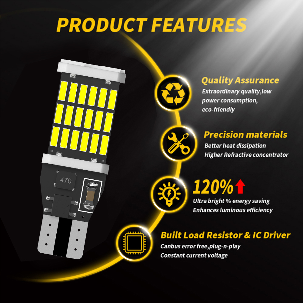 Oprah 2 uds Super brillante T15 LED W16W 921 912 T16 902 bombilla para luces de coche Canbus 4014*45SMD lámpara de señal de marcha atrás de respaldo automático 12V