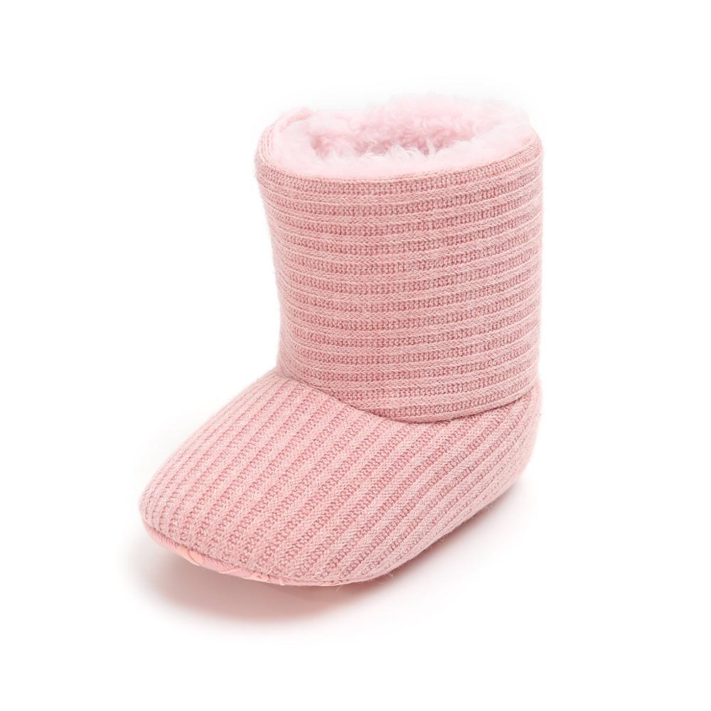 Vinter babystövlar söta flickor pojkar stickade tossor superhåll värmen spädbarn småbarnsskor 0-18 m: Rosa / 1