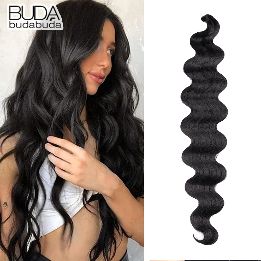 Body Wave Crochet Hair 22Inch Weaving Soft Natural Synthetic Braid Hair Extensions Deep Ocean Wave Twist Crochet Braids Hair: Natural Color