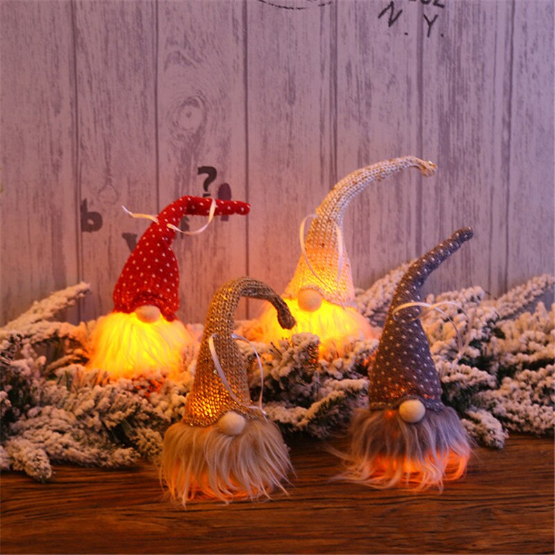 Kerstmis, gezichtsloze kabouter, kerstman, kerstnachtlampje, gloeiende boom, hangend ornament, poppendecoratie voor thuis, hangerbenodigdheden