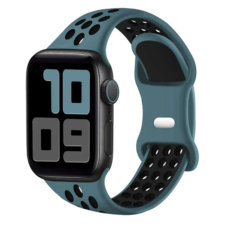 Bracelet de Sport pour Bracelets de montre Apple 44mm 45mm Ultra 2 49mm 40mm 41mm 42mm 45 44mm Bracelet en Silicone IWatch série 9 8 SE 7 3 bandes: S / BLACK WHITE / 14mm