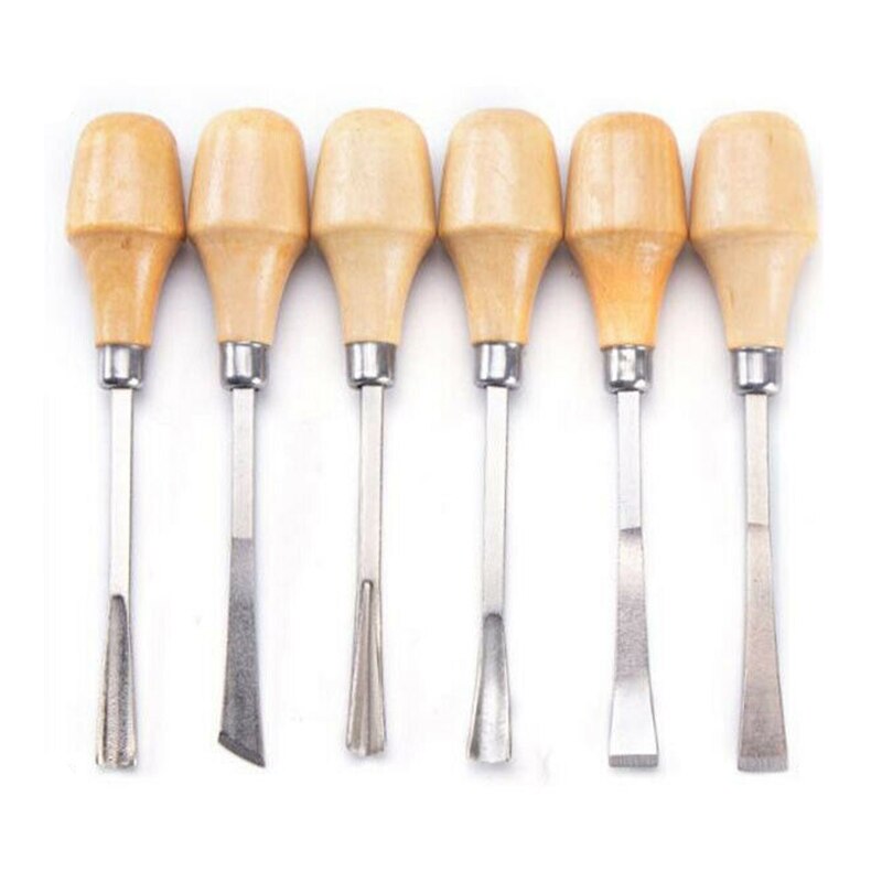 New 6pcs Wood Carving Hand Chisel Tool Set Professional Woodworking Gouges Multi-purpose Clay Wax Leather Carving Cutting Tool