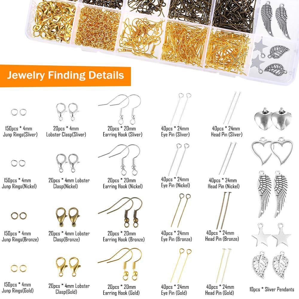 Jewelry Making Supplies Kit Accessories Jewelry Kit Jewelry Making Tools Wire Rings Earring Hook Jewelry Making Supplies