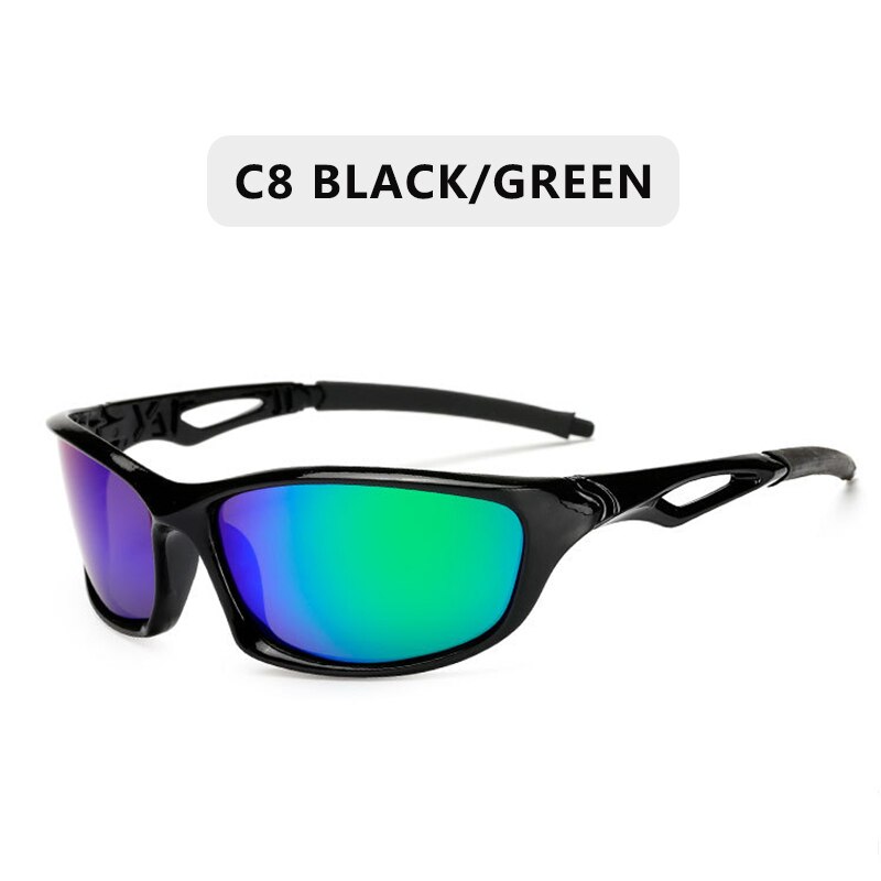 Polarized Sunglasses Men Brand Square Sports Sun Glasses for Men Driving Fishing Black Frame Goggle UV400: C8