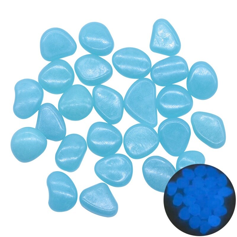 50Pcs Glow In The Dark Pebbles Glow Stones Rocks For Walkways Garden Path Patio Lawn Garden Yard Decoration Luminous Stones: Blue