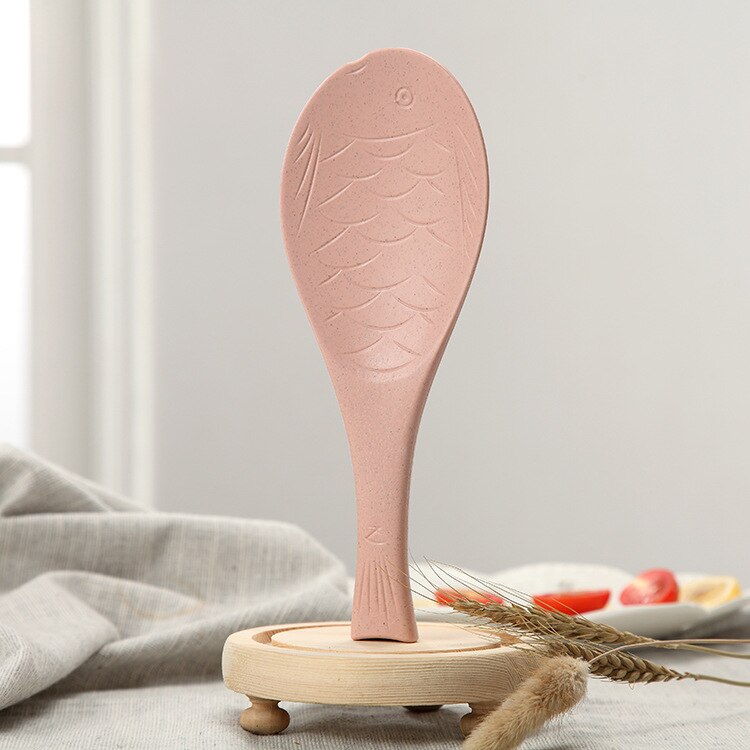 Cute trigo utensilios de cocina pescado cucharada antiadherente arroz paleta cuchara para la comida Mesa accesorios para servir: Pink
