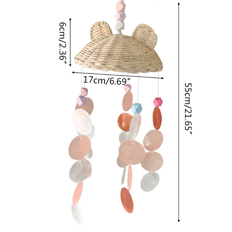 Schelpen Wind Chime Seashell Windchimes Handgemaakte Rotan Wieg Wind Bell Decoratie