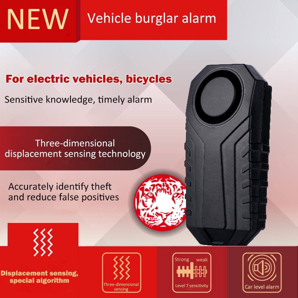 Bike Protecter 113dB Anti-Theft Vibration Motorcycle Bike Security Alarm Waterproof Burglar Alarm Theft Protection