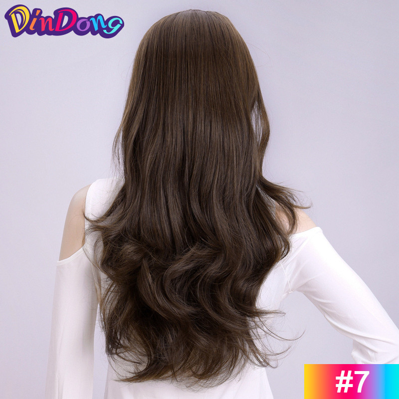 24 Polegada sintético longo ondulado cabeça amarrada 3/4 meia perucas para mulheres com clipes em, perucas loiras de extensão de cabelo: #24