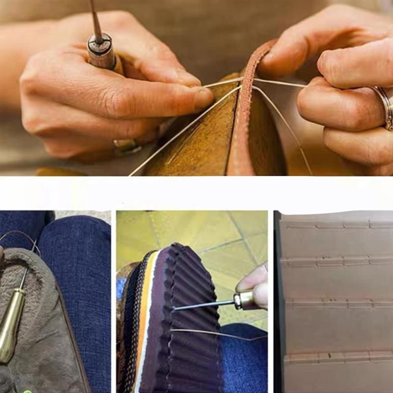 Leder Nähset DIY Leder NäHenne Ahle Nadel mit Kupfer Griff einstellen Leder Leinwand Zelt Schuhe Reparatur werkzeug Nylon faden