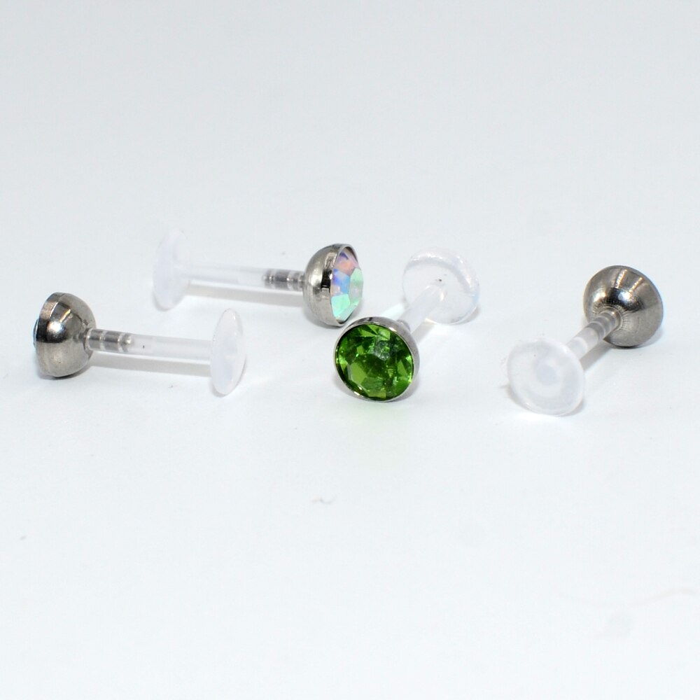 Lot de 14 pièces Bioplast Flexible Labret goujon lèvre Piercing anneau 16g oreille Cartilage Tragus hélice Piercing filles bijoux