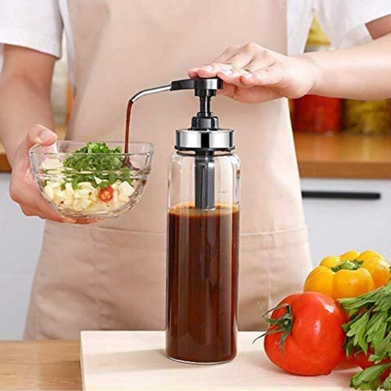 Bouteilles à presser pour la cuisine et le barbecue, 2 paquets de bouteilles en verre pour distributeur d&#39;huile d&#39;olive, pour Ketchup/salade/Dressing/miel, 500Ml: Default Title