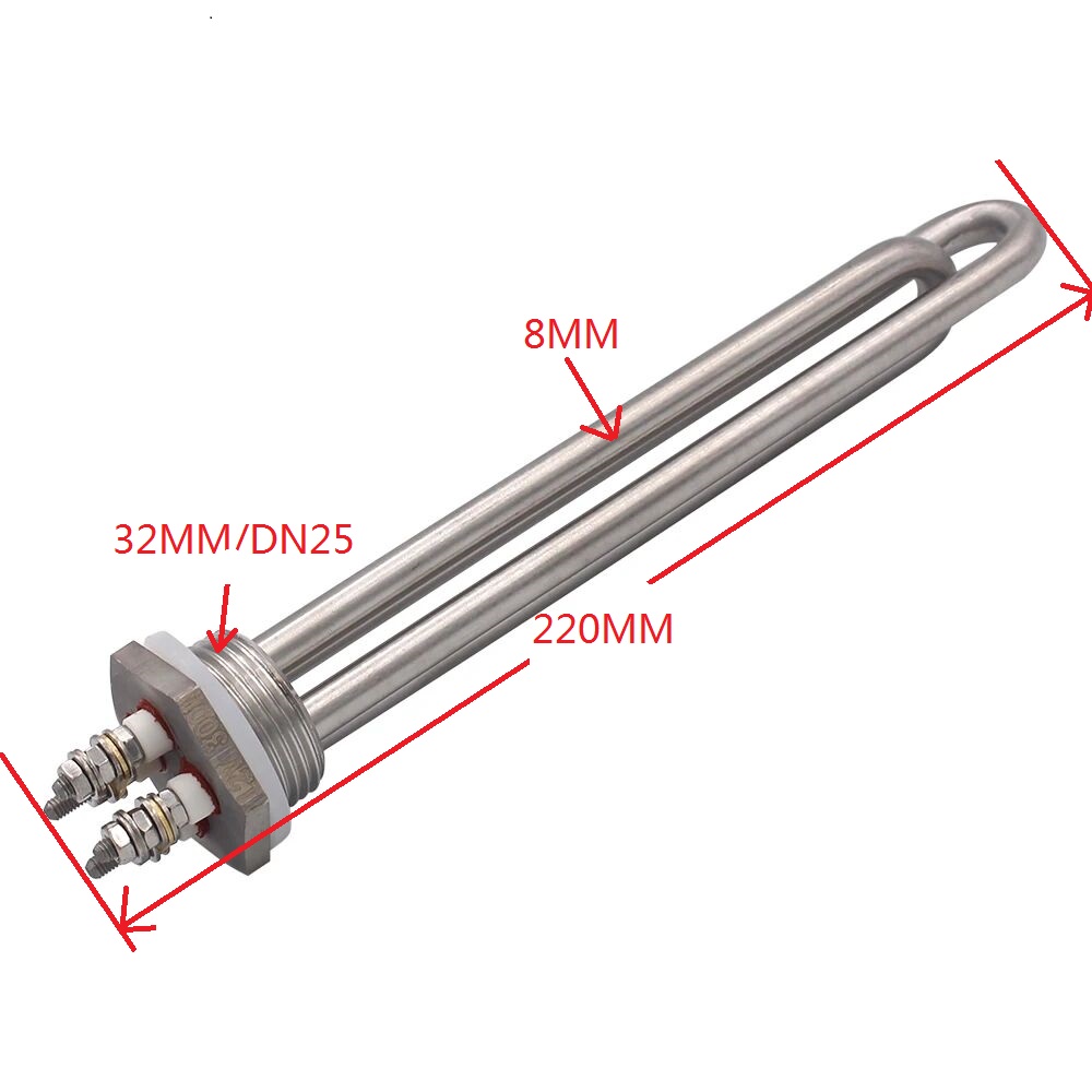 Verwarmingselement 12V 24V 36V 48V 300W 600W Sus304 Dn25 Dc Onderdompelingswater Zonne-/Elektrische Buisverwarmer