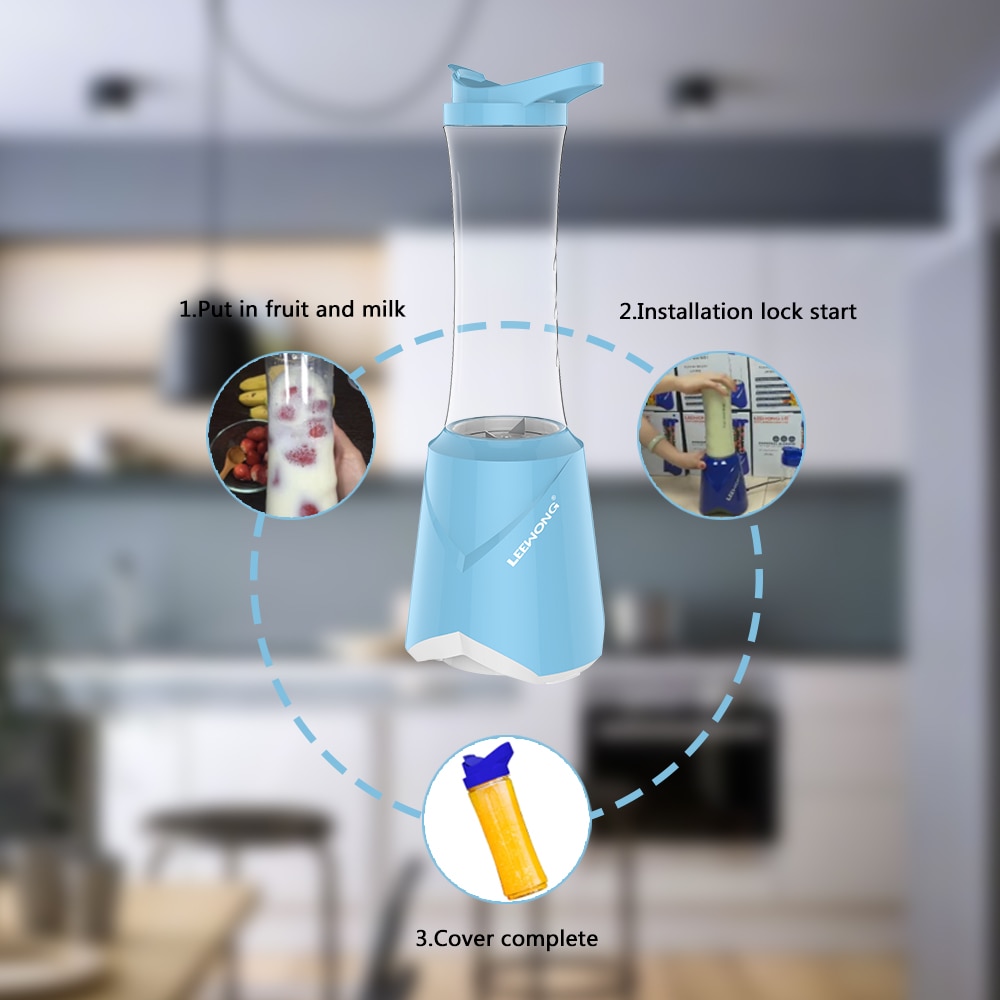 LEEWONG Electric Mini Multi-functional Automatic Portable Blender Household Coffee Grinder Fruit Juicer Blue