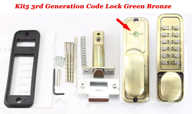 Mechanical Digital Door Lock keypad Code Keyless push button Passage mode Home Entry Lock Lawn /Wooden/Iron Door Gate opener: Kit5
