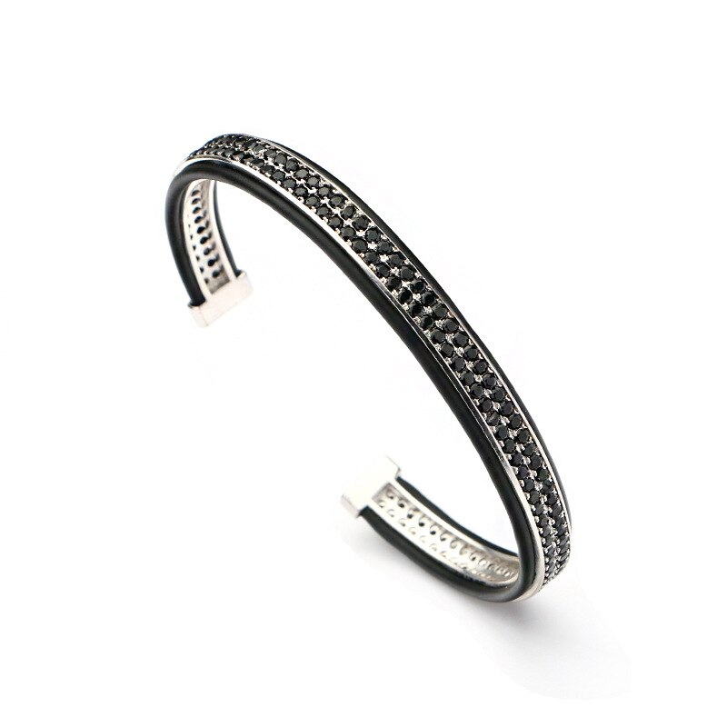 Luxe Zirconia Steen Vergulde Mannen Bangle Armband Mannen Sieraden: Silver