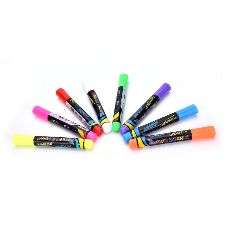 1PC Erasable Multi Colored Highlighters Liquid Chalk Marker Pens LED Writing Board GlassWindow Art8 Colours Marker Pens